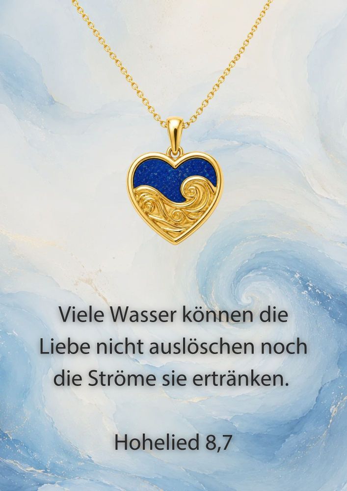 Ahava Herzanhänger Herz, Lapis, Silber vergoldet, Kette